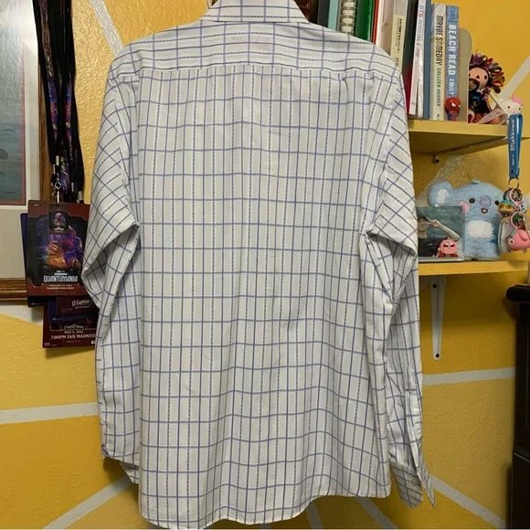 Robert Graham White & Blue Striped Button Up Long Sleeve Size Large (42 16 1/2) - Picture 5 of 12
